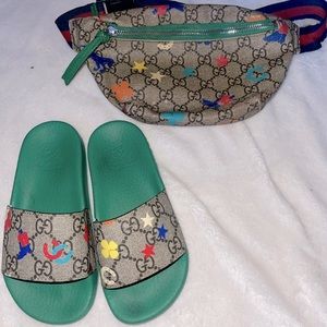 Kids Gucci bundle Fanny and slides size 27